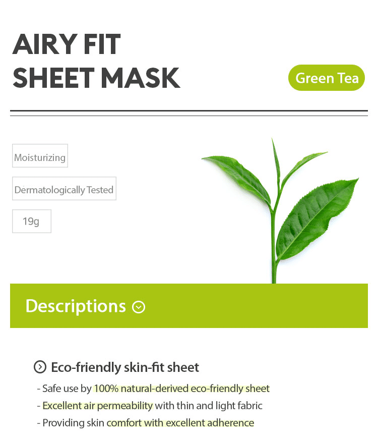 Missha Airy Fit Sheet Maskgreen Tea Web Detail Page 02