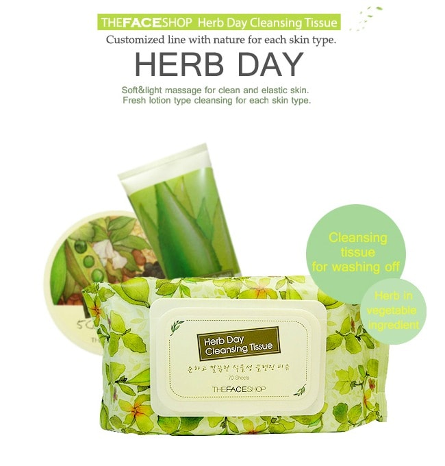 Giay Tay Trang Herb Day Cleansing Tissue The Face Shop Min