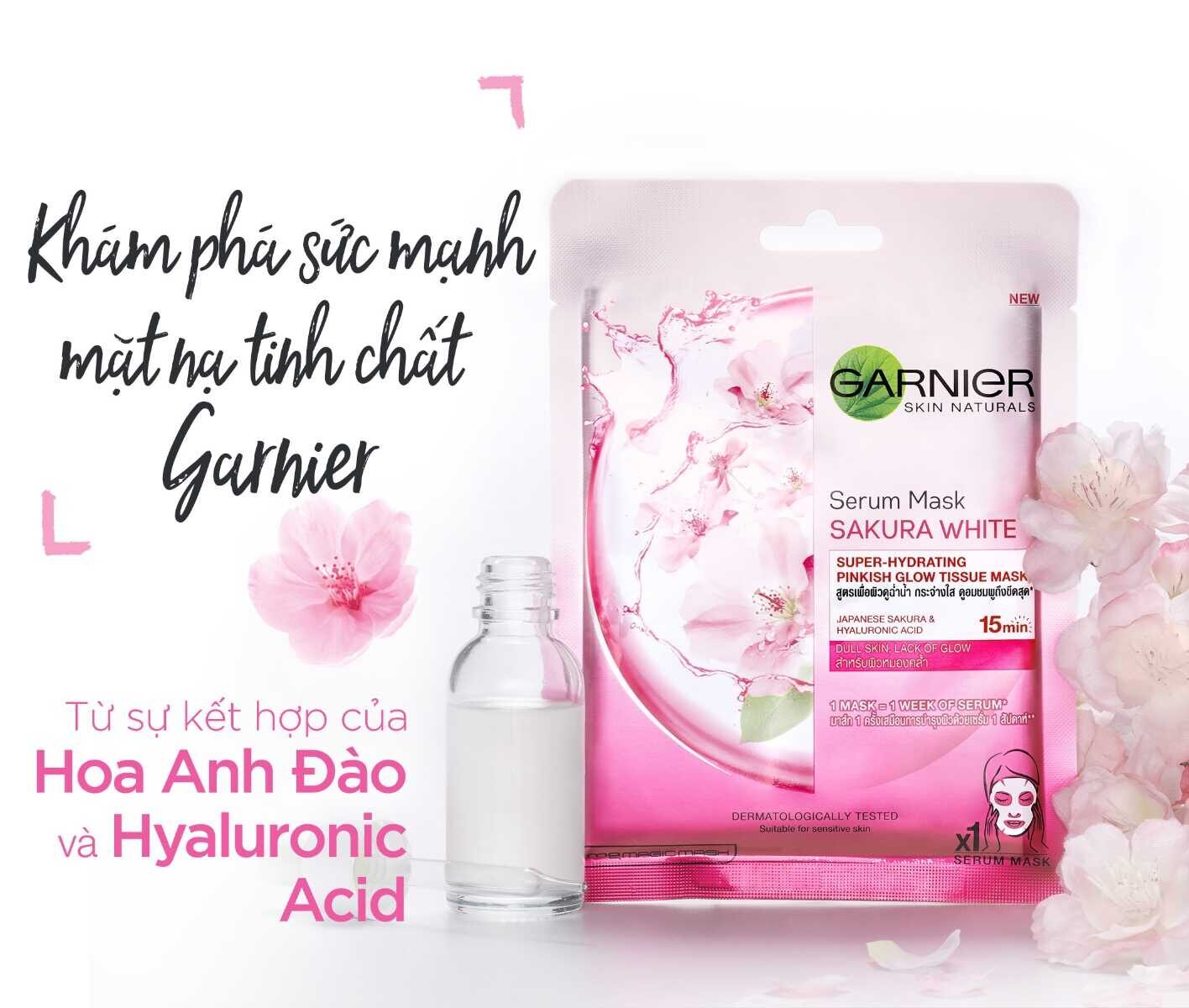 Mặt Nạ Tinh Chất Cấp Ẩm Garnier Sakura White Pinkish Glow Hydration Mask 2 Optimized
